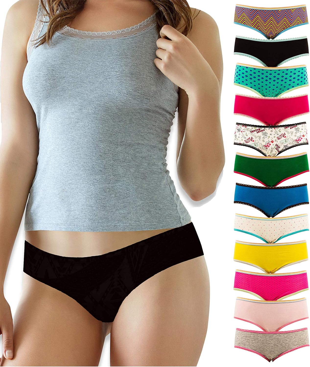 Sexy Basics Women's Hipster Underwear | Cotton Spandex Stretch Flexible Fit Ultra Soft Panties | Multi Packs - Image 2