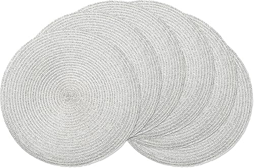 Miniatura 38 de AHHFSMEI Juego de 6 manteles individuales redondos trenzados de 15 pulgadas para mesas de comedor, tejidos naturales, resistentes al calor, juego de