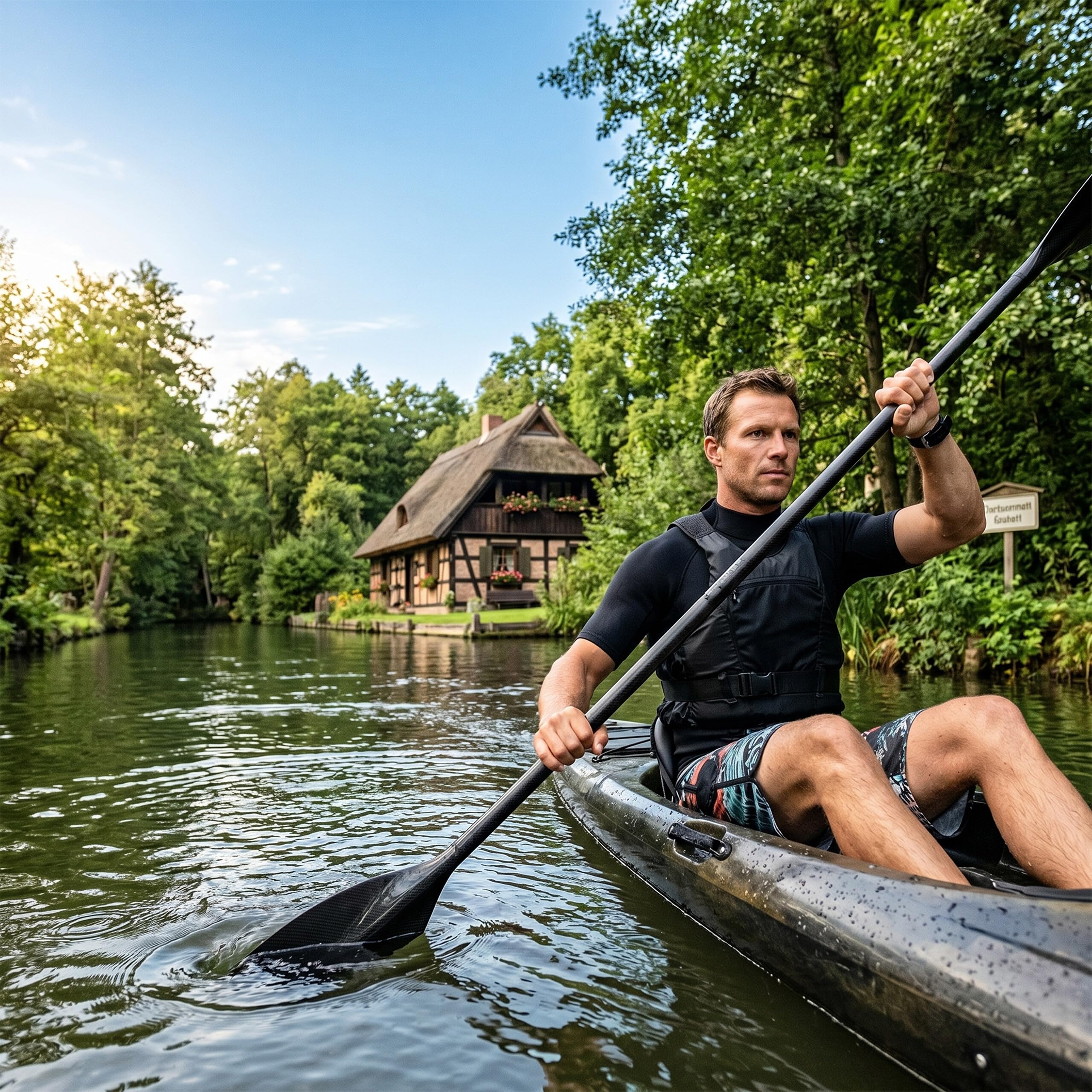 Relaxdays SUP Paddel 2 in 1, Kajakpaddel verstellbar, Doppelpaddel, unsinkbar, 4-teilig, Stechpaddel, Alu, schwarz