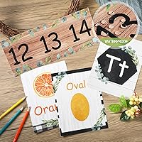 Vista 4 de Yeaqee Juego de 55 tablones de anuncios del alfabeto y números, tarjetas educativas de eucalipto, tarjetas de tablero de anuncios educativas