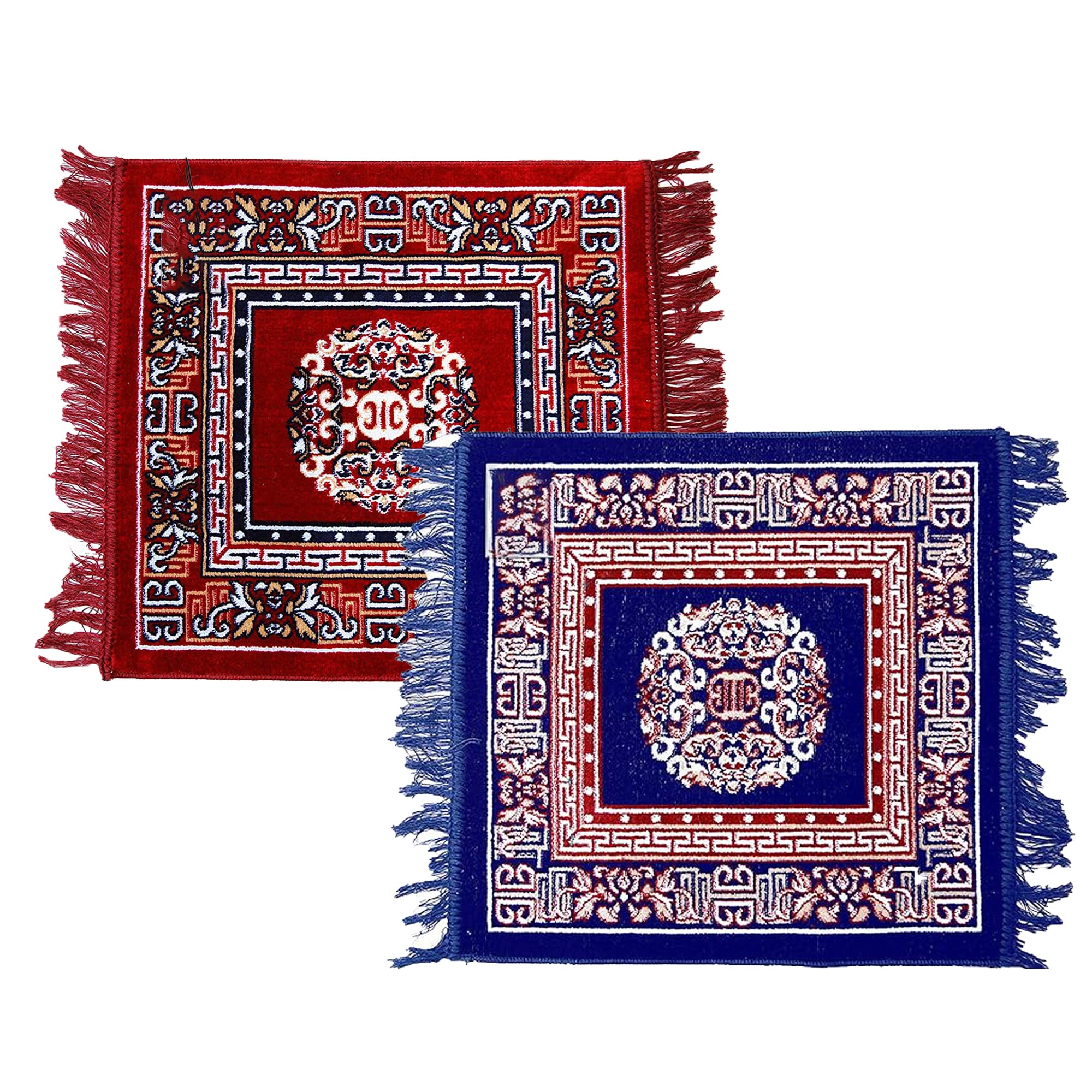 HOMITURE Anti Slip Velvet Pooja Bethak Combo Square Shape Aasani Medium Size Prayer Mat for Comfortable Sitting Multicolor Ideal for Home Office Pooja Beach Picnic Pack of 2-image-18