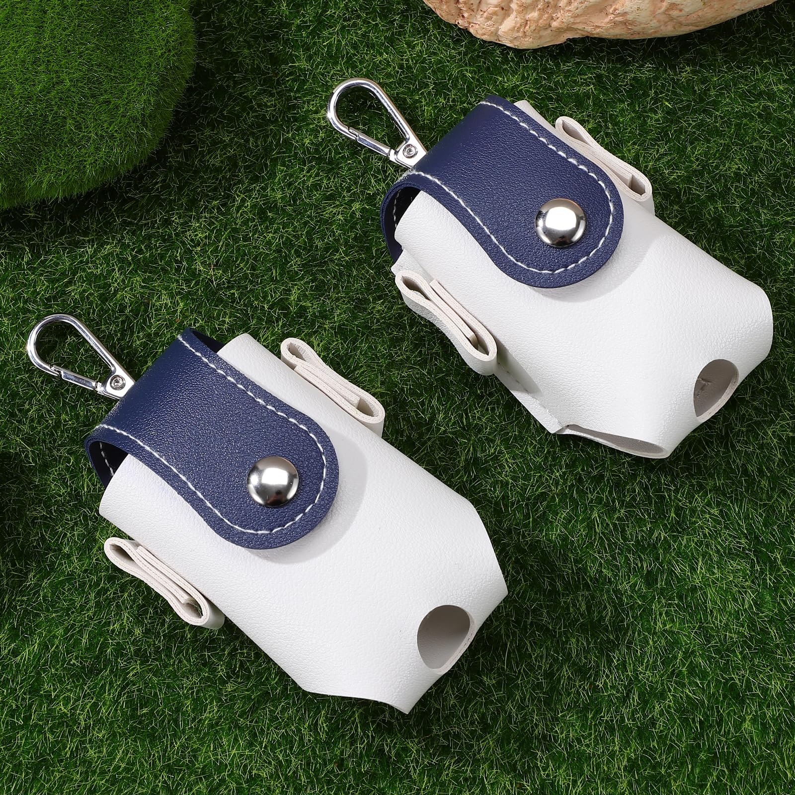 GANAZONO 2 Pz Custodia in Pelle per Borsa da Golf Sacche da Golf Piccola Borsa da Tee da Golf Porta Pallina da Golf Portatile Borchia a Sfera Scaffale di Stoccaggio Semplice