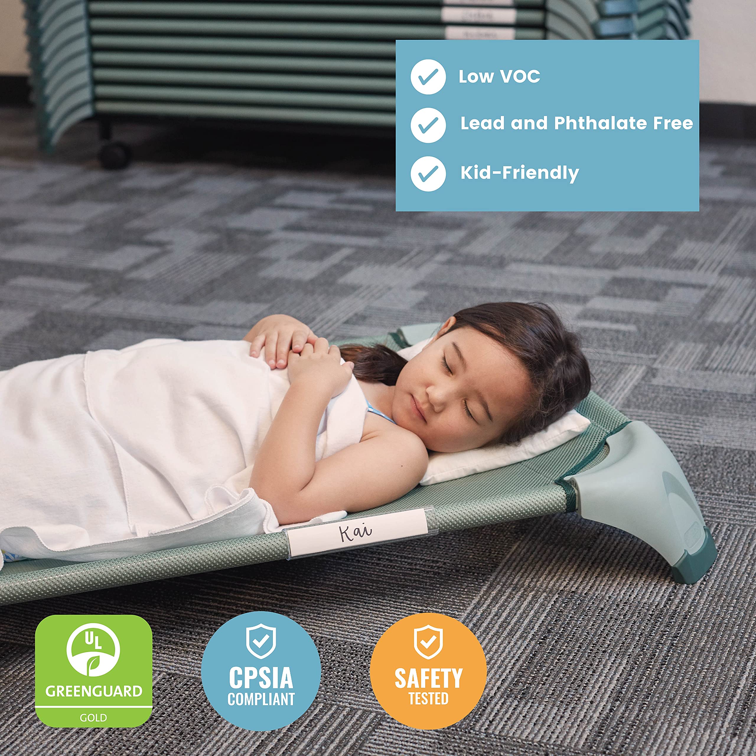 ECR4Kids Stacking Cozy Cot with Blanket and Pillow Storage, Space