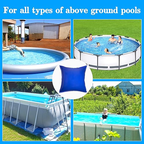 Vista 24 de Sfcddtlg 2 almohadas de aire de piscina para piscinas sobre el suelo, 4 x 4 pies, almohada redonda de invierno para piscina, almohada de aire 2