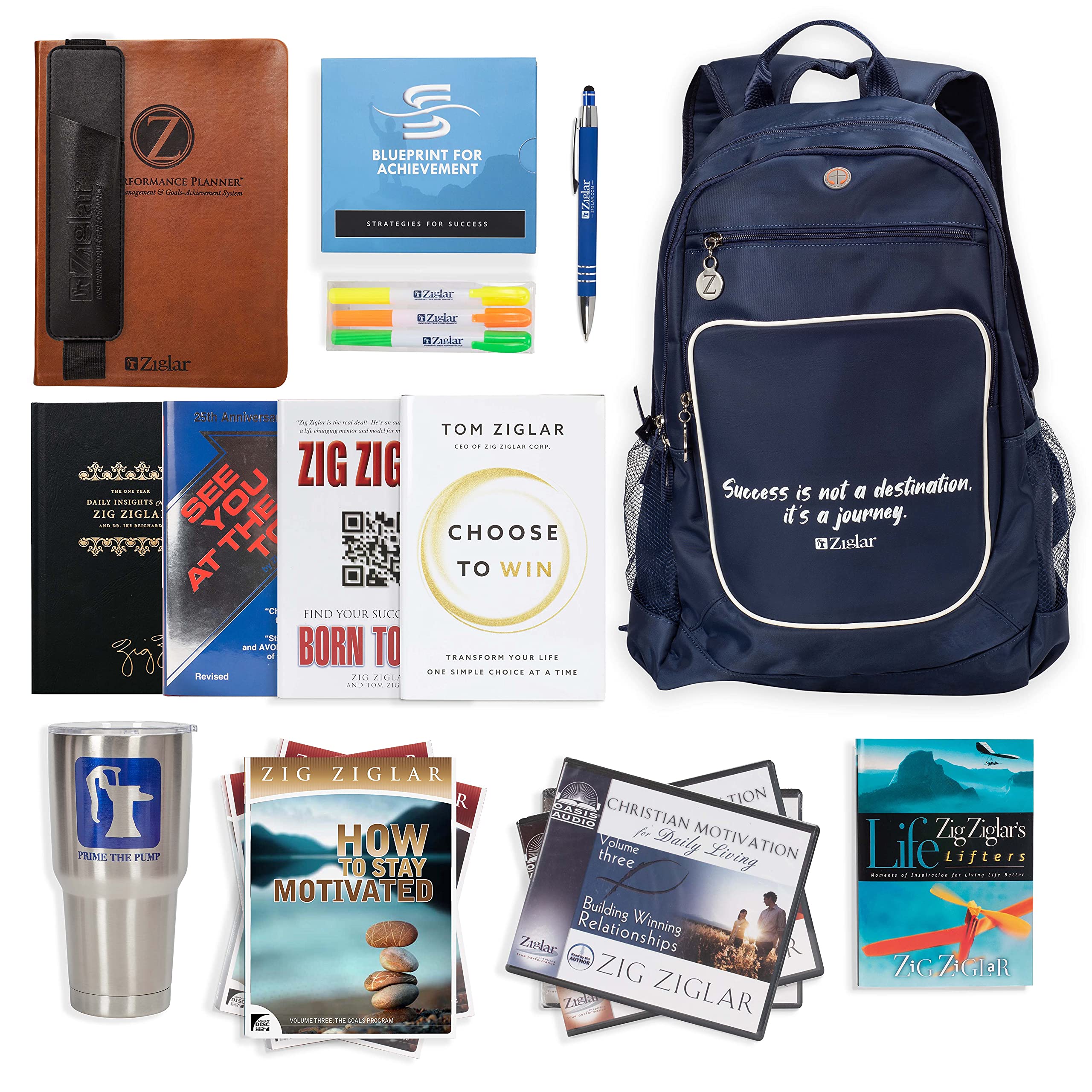 Zig Ziglar's 2020 #BestSelf Backpack | Motivational & Inspirational Books & CDs for Personal Growth | Self Help Christian Motivation with Daily Planner & Backpack