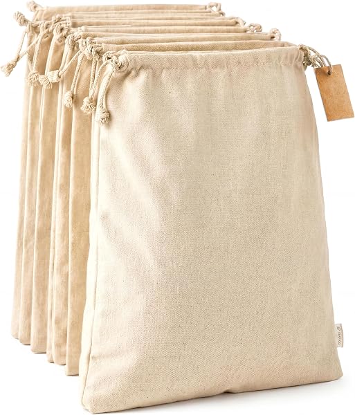6 sacchetti multiuso in cotone, 36 × 43 cm