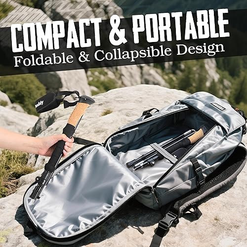 Miniatura 6 de TrailBuddy Bastones de senderismo plegables Ultraligeros 7075 Aluminio, EVA y agarre de corcho Bastones de senderismo ligeros ajustables para