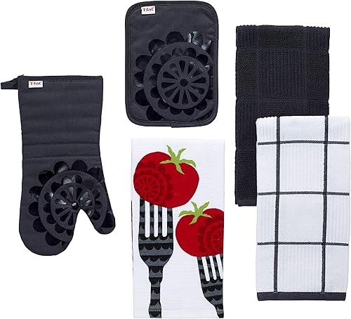 Miniatura 9 de T-fal Textiles Toalla de cocina de algodón tejido con estampado de doble cara, 16 x 26 pulgadas, estampado de tenedor