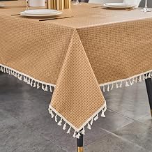 LIBERECOO Heavy Duty Vinyl Tablecloth Tassel Edge 60 x 102 Inch Rectangle