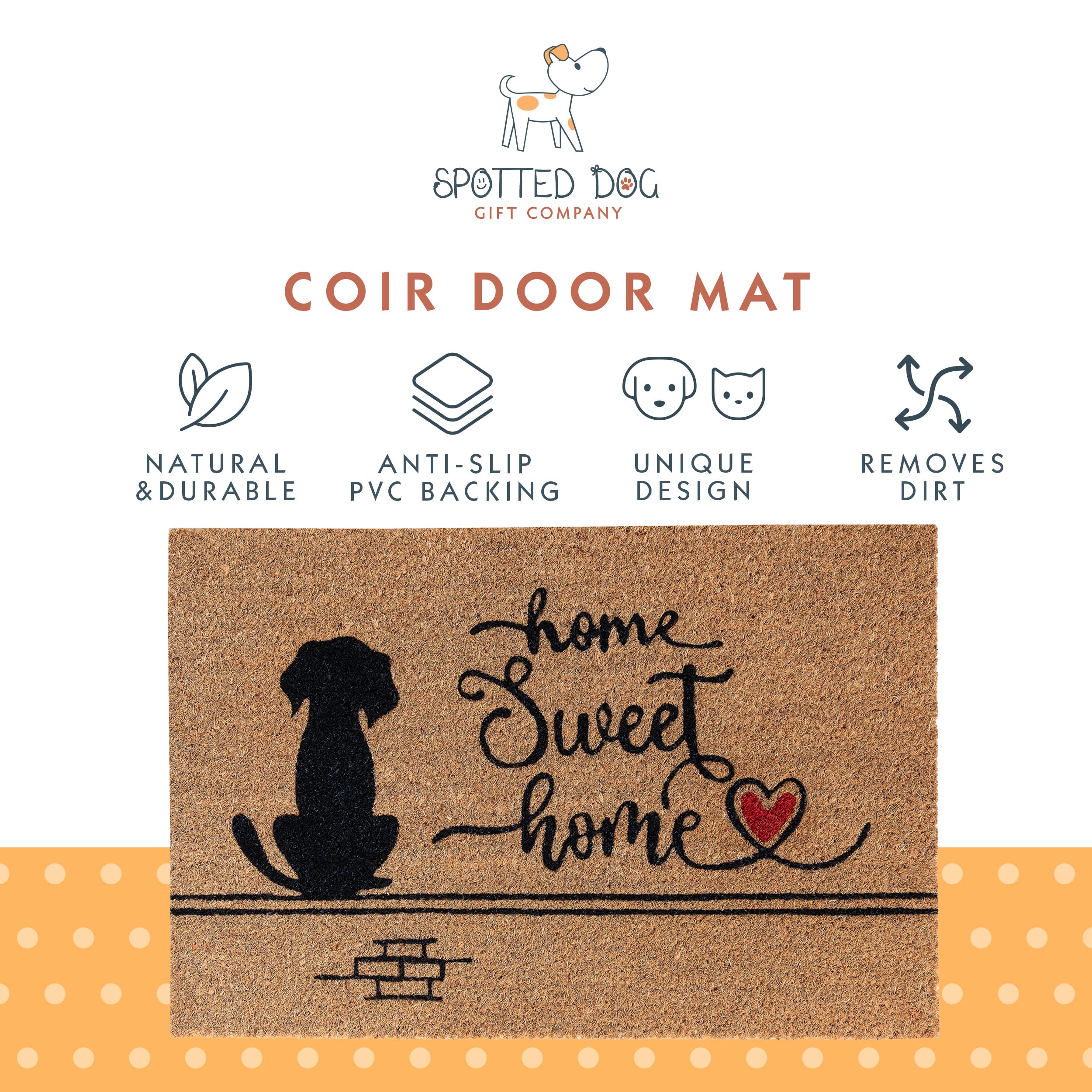 SPOTTED DOG GIFT COMPANY Coir Door Mat, Inside Outside Door Mats, Welcome Mat, Indoor Outdoor Doormats, Front Doormat - Image 2