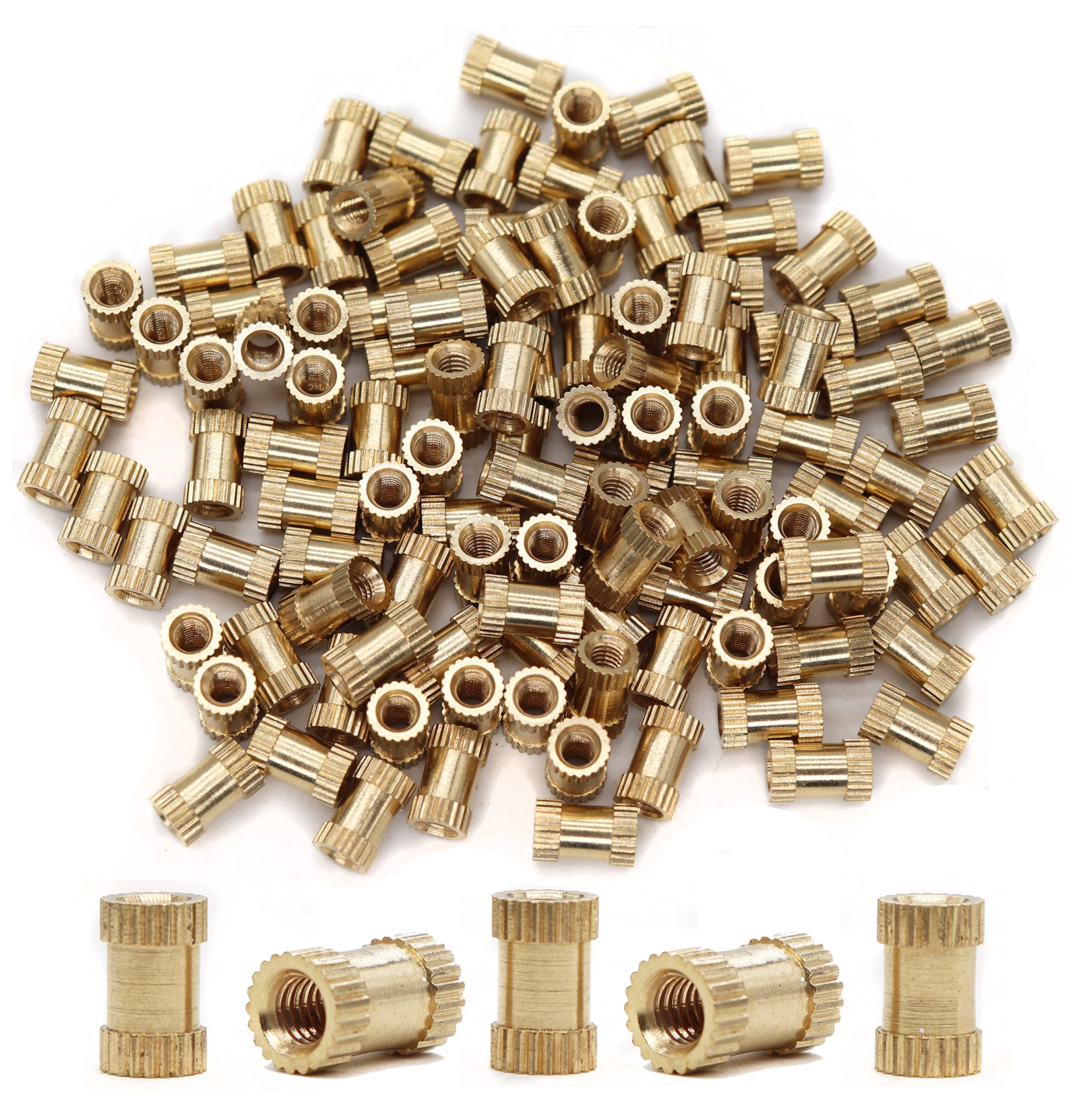 cSeao 80pcs M3 8mm Height 5mm Width Female Press in Thread Brass Knurled Nuts, Heat Set Inserts, Embedded Nuts for 3D Printer Laptop Plastic