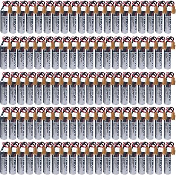100 Pack ER6V/3.6V 2400mAh, ER6V 3.6V Lithium Battery, ER6VC119A/ER6VC119B PLC Battery for Mitsubishi M64 System with Brown Plug