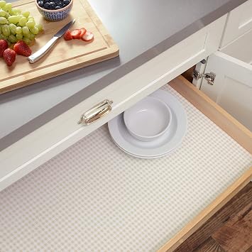 Con-Tact Brand Grip Prints Durable Non-Adhesive Non-Slip Shelf and Drawer Liner, 12'' x 5', Khaki Plaid