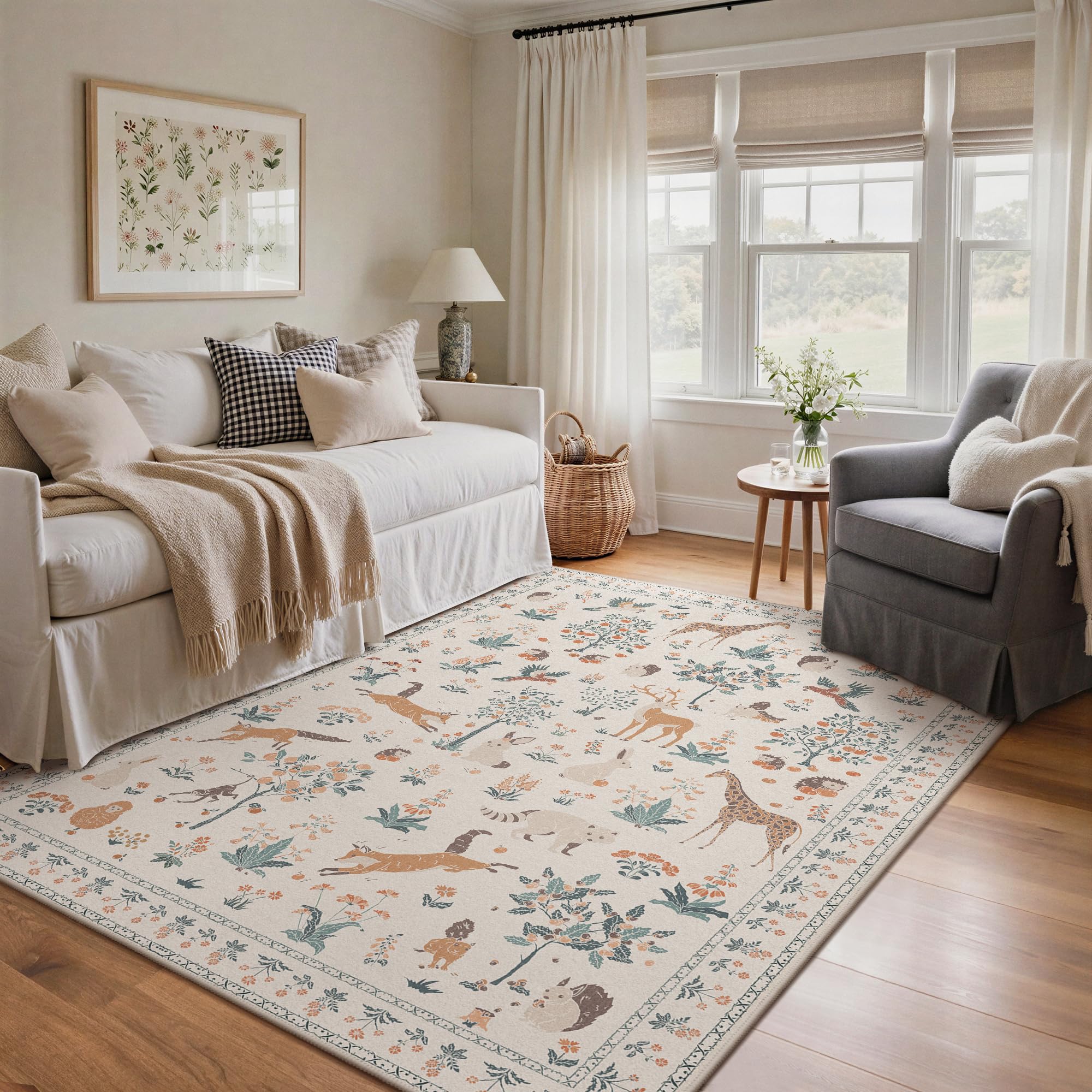 BEIMO Large Washable Rug 200x290cm, Carpet for Living Room Cute Animal — image 1