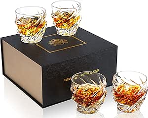 KANARS Bleifrei Kristall Whisky Gläser mit Luxusbox, 300 ml Whiskey Glas für Bourbon, Scotch