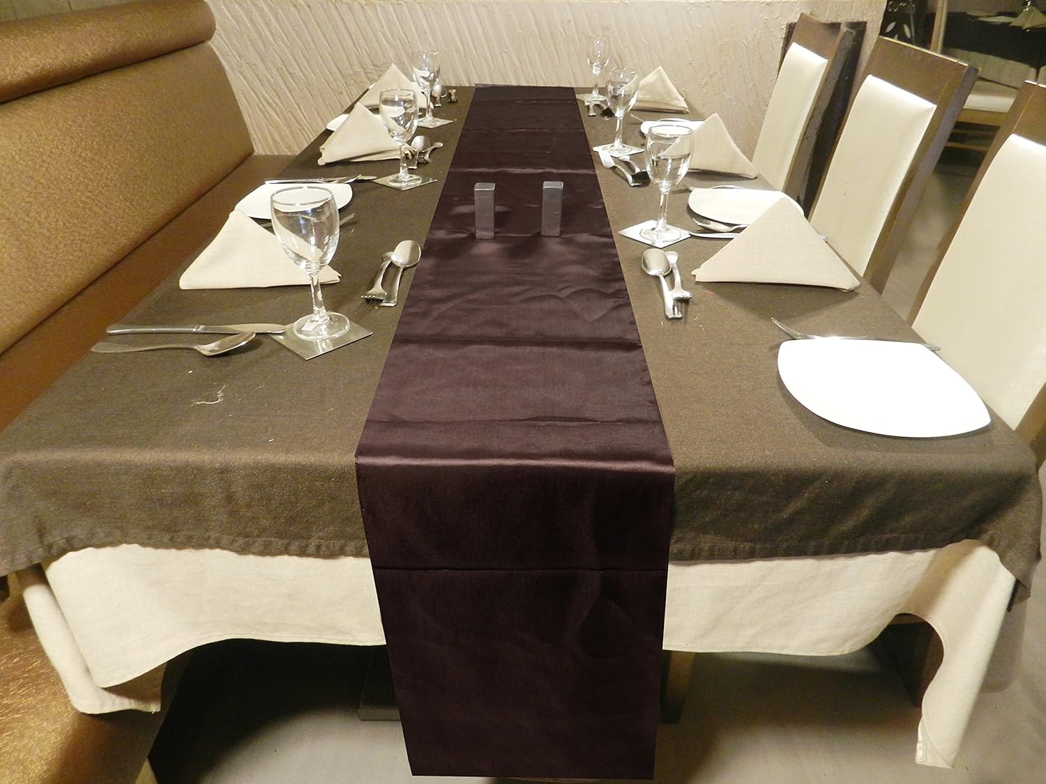 Elina Home 12-Inch-by-108-Inch Satin Table Runner, Chocolate (Pack of 10)