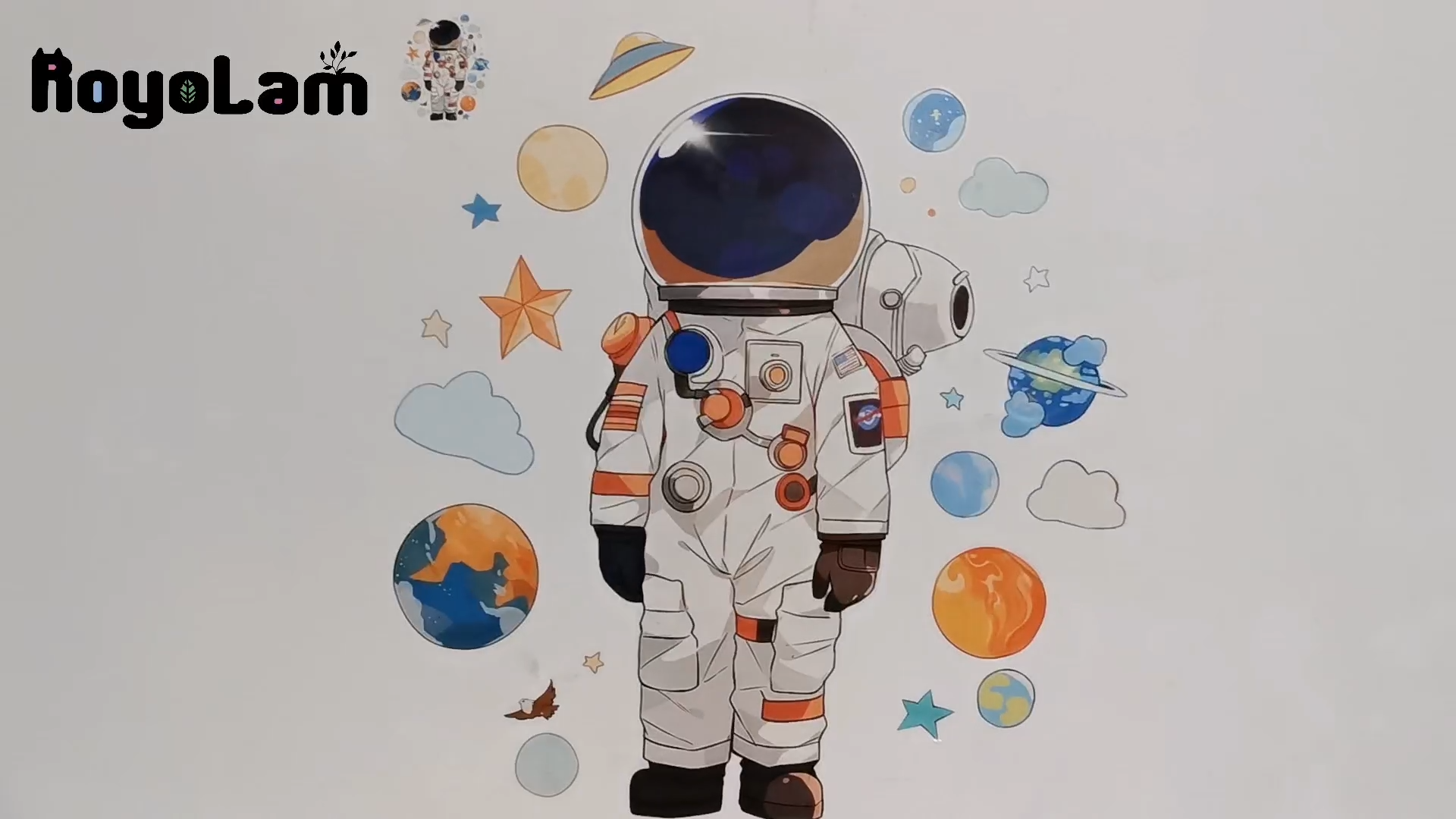 Vinilo decorativo Astronauta adhesivo para pared miniatura 7