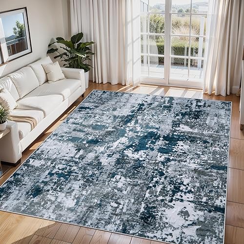 Miniatura 82 de Alfombras de área de 9 x 12 pies para sala de estar, lavables: Alfombra grande abstracta para comedor, dormitorio, alfombra antideslizante de 9 por