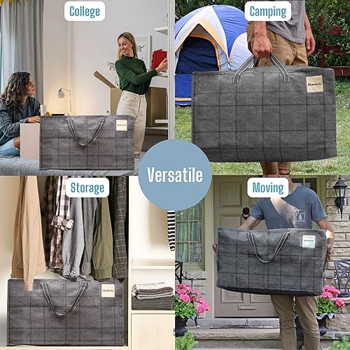 Miniatura 5 de Veno - Paquete de 6bolsas de almacenamiento grande y resistente para mudanzas, dormitorios, viajes, campamento, decoraciones navideñas, suministros