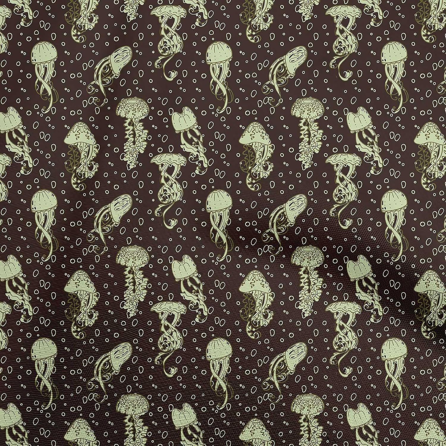 oneOone Cotton Flex Black Fabric Ocean Jelly Fish Sewing Craft Projects Fabric Prints By Yard 40 Inch Wide