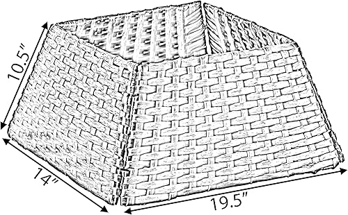 Miniatura 6 de Gardenised Cesta plegable para collar de falda de árbol de Navidad, cubierta de soporte de base de anillo, plástico de ratán, marrón