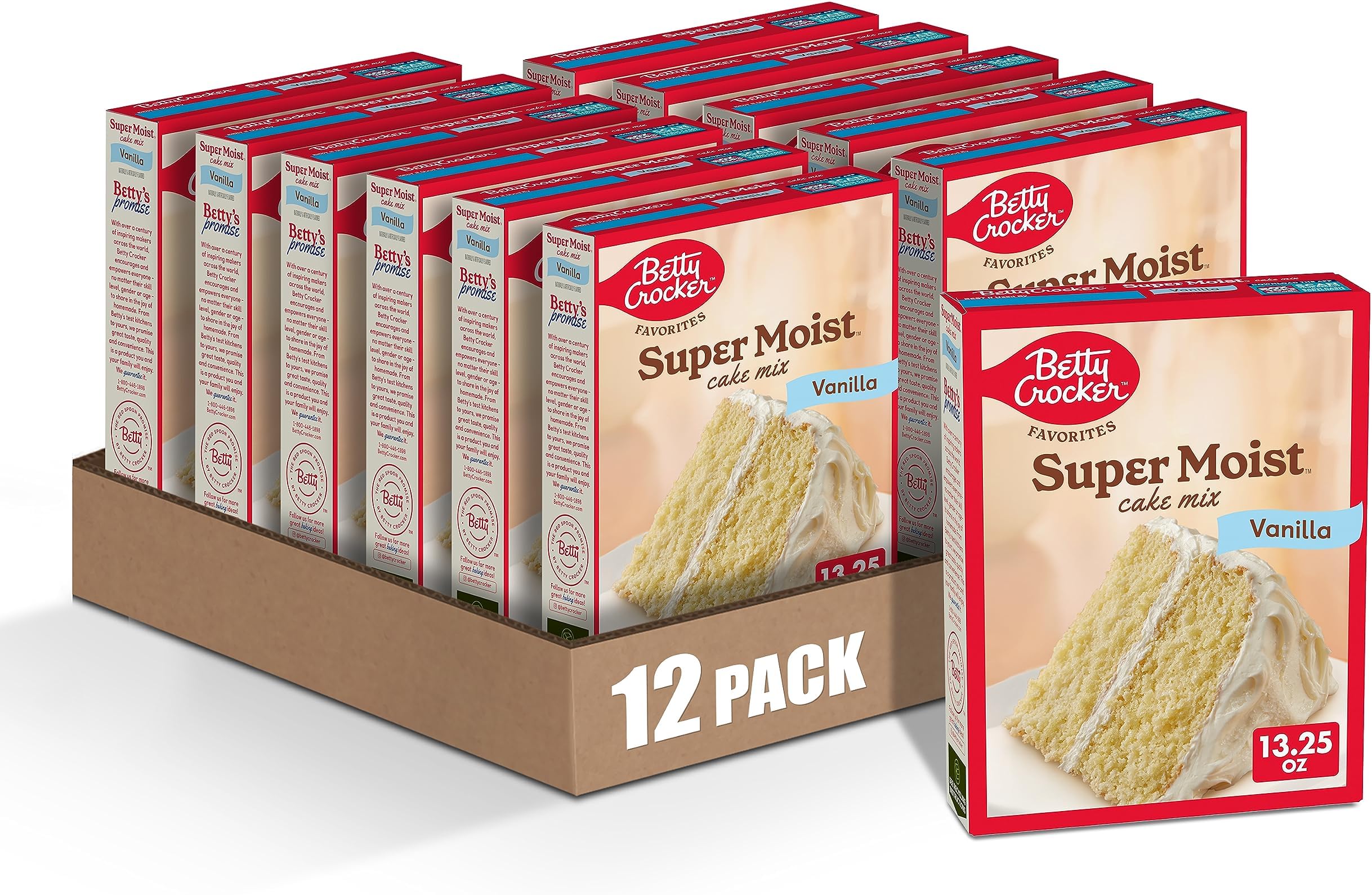 Betty Crocker Favorites Super Moist Vanilla Cake Mix, 13.25 oz (Pack of 12)