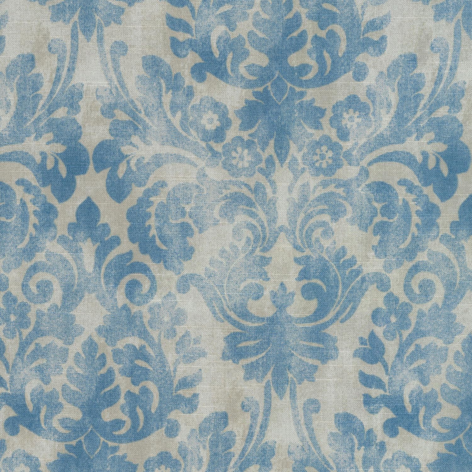 WaverlyPremium Printed Cotton Fabric by The Yard, DIY, Craft, Project, Sewing, Designer Upholstery and Home Decor, 54" Wide (Vintage Essence Collection, Chambray)