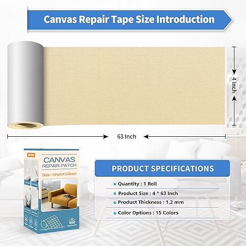 Vista 4 de KING MOUNTAIN Cinta de Reparación de Lona, Parche para Equipo de Exterior, 4×63 Pulgadas, Impermeable, Autoadhesiva para Reparar Cubiertas