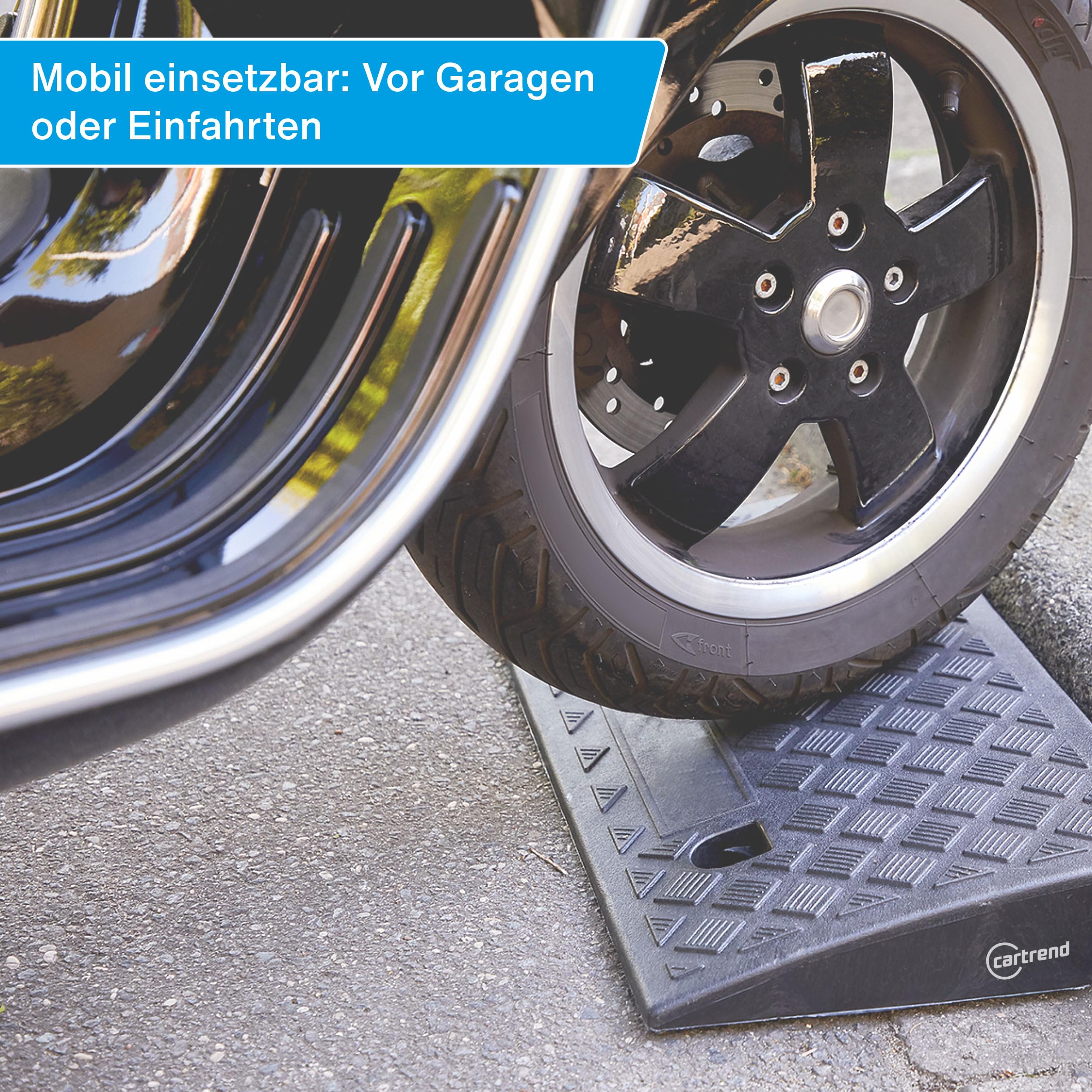 cartrend Bordsteinrampen 2er-Set, tragbar, Rollstuhlrampe für Auto, Motorrad, Rollstuhl, Rollator, schwarz