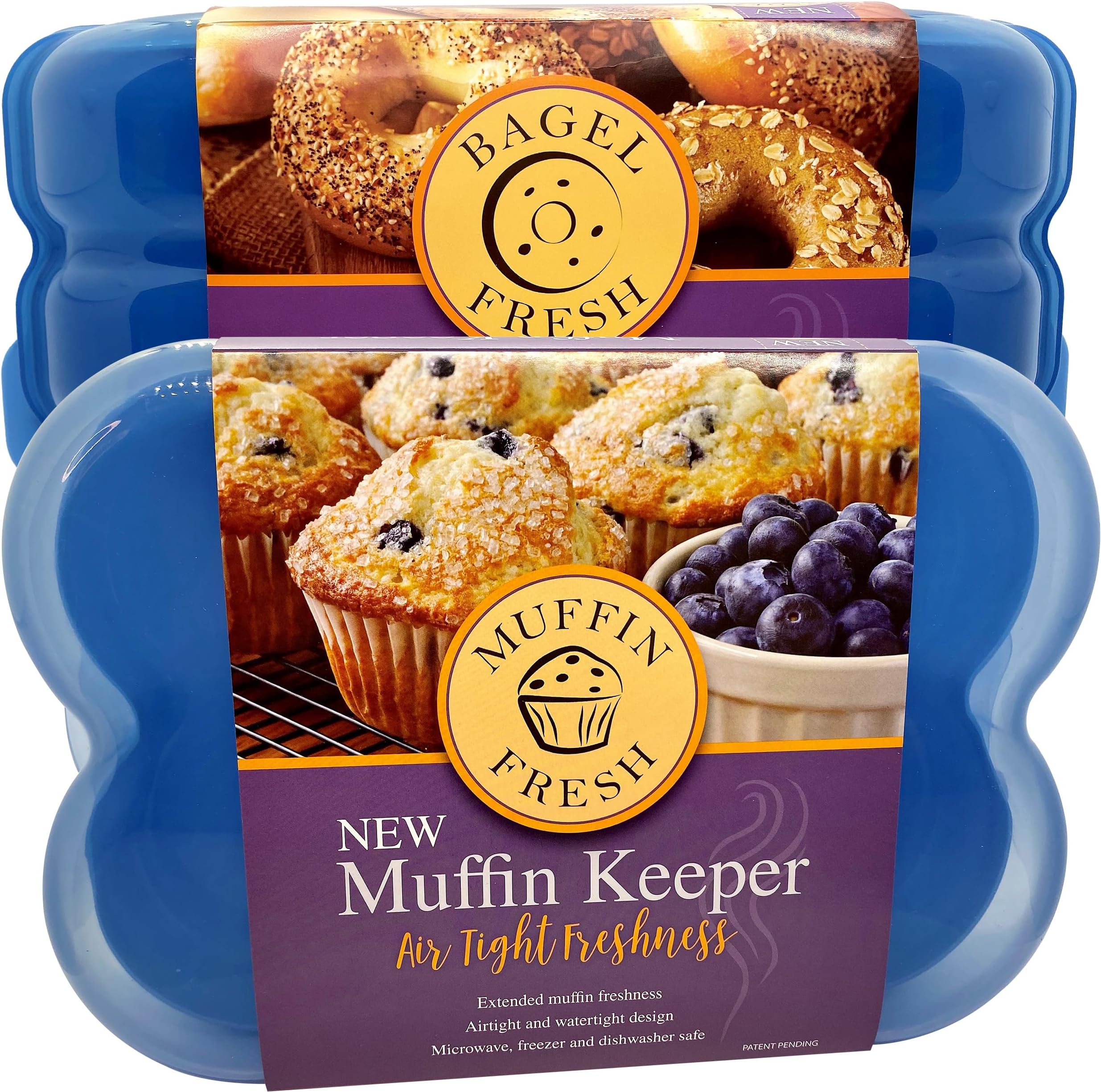 Touch Up Cup Bagel Fresh and Muffin Holder Container Storage Keeper Saver, Airtight and Reusable, BPA-Free, Holds 6 Bagels and 6 Muffins, As Seen On Shark Tank Products