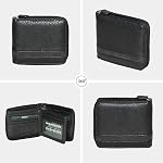 ROOTS Men's Faux Leather Zip Around RFID Protected Slim Bifold Wallet with 6 Card Slots and Double Bill Compartment, 1 ID Window, Black