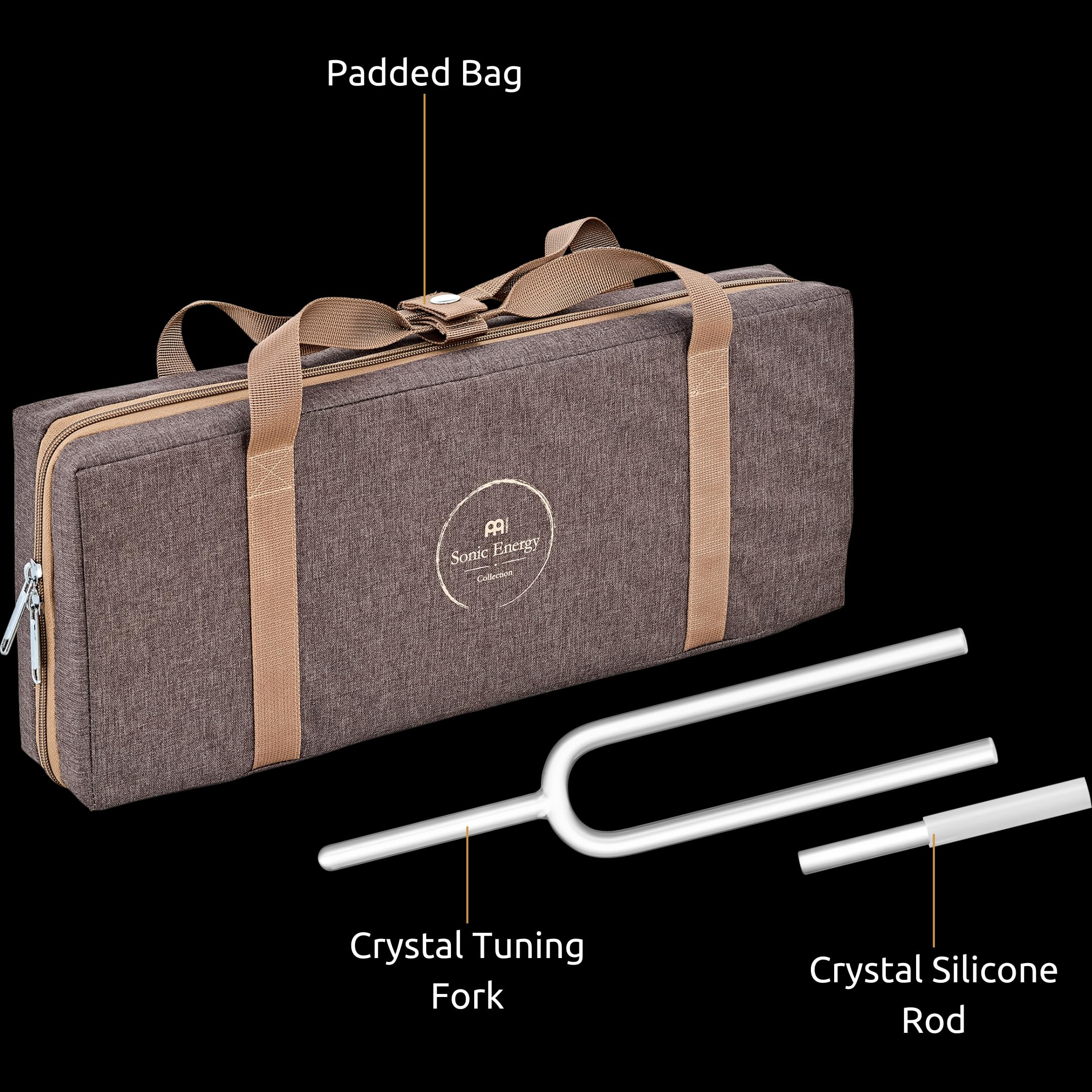Sonic Energy Solfeggio Kristall Stimmgabel – 174 Hz, Ton F3 – 40,5 cm – Für Meditation und Therapie – Inkl. Tasche und Schlägel (SOLCTF174)