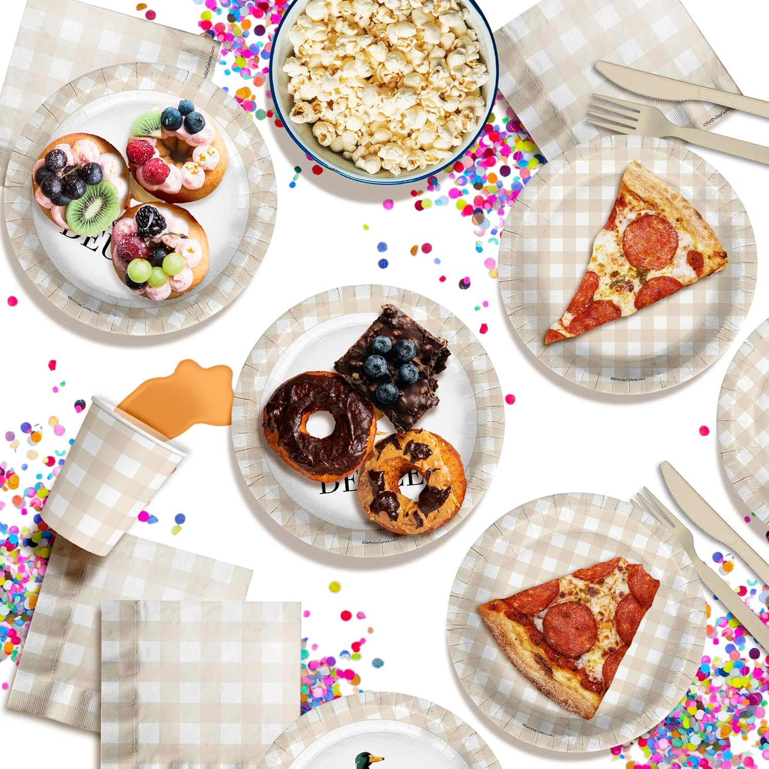 Duck Duck Deuce 2nd Birthday Party Supplies - 64 Piece Second Birthday Tableware Set Includes Large 9" Dinner Plates and 8" Dessert Paper Plates Napkins Cups - Kit for 16 - Image 7