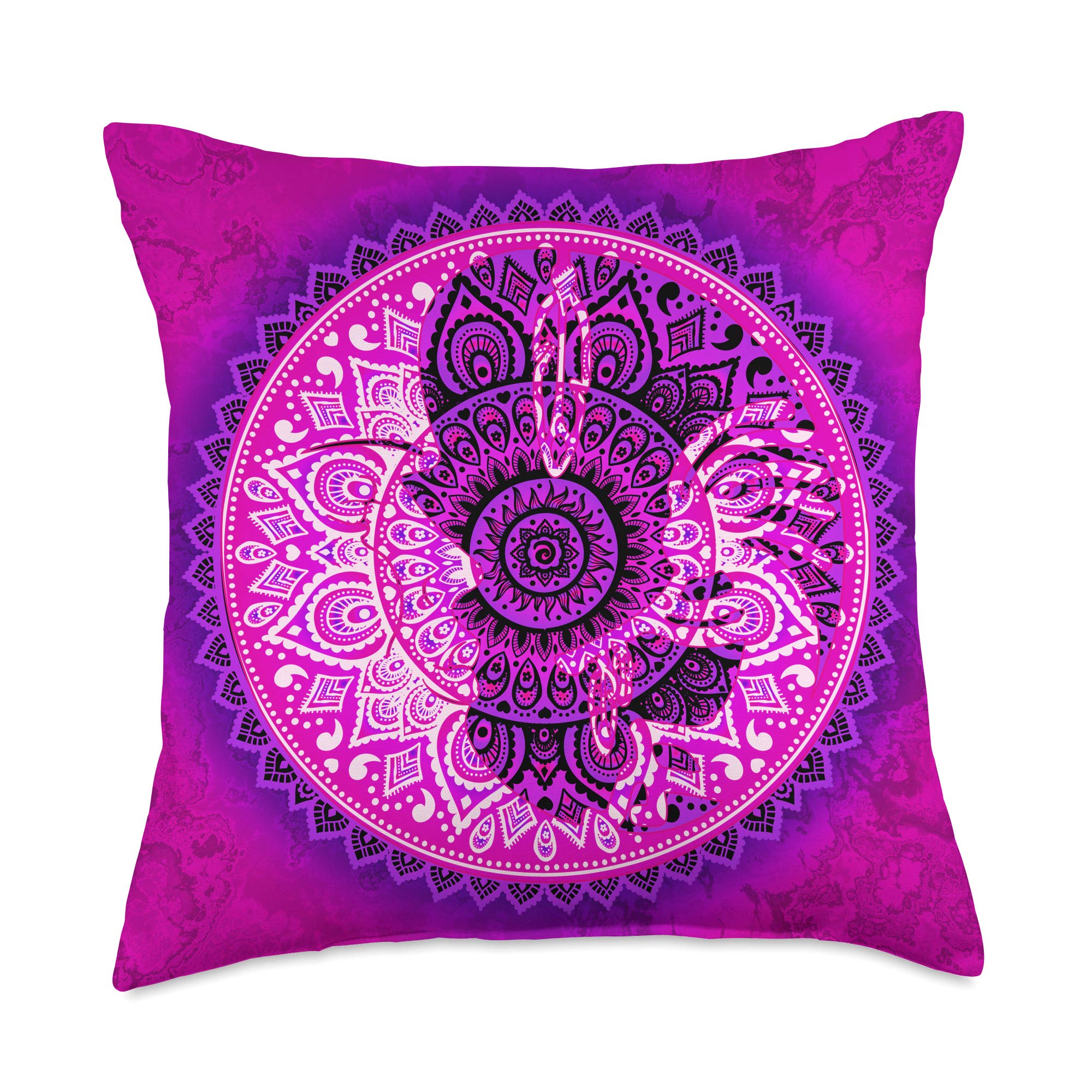 EDDArt Folklore Mandala-Kokopelli Half Moon Friends 2-Fan Fun Throw Pillow, 18x18, Multicolor