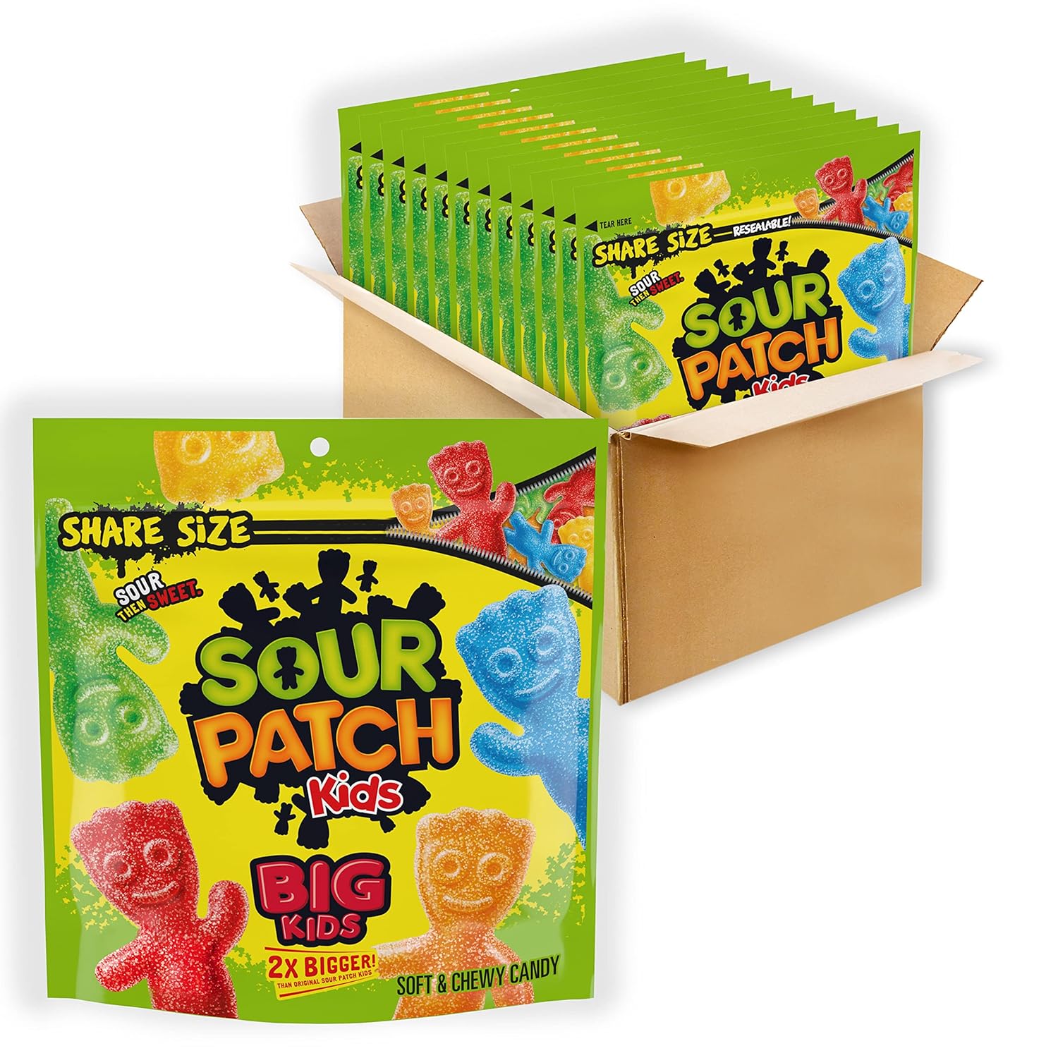 SOUR PATCH KIDS Big Kids Soft & Chewy Candy, Share Size, Bulk Candy, 12 - 12 oz Bags
