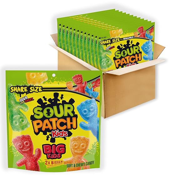 SOUR PATCH KIDS Big Kids Soft & Chewy Candy, Share Size, Bulk Candy, 12 - 12 oz Bags