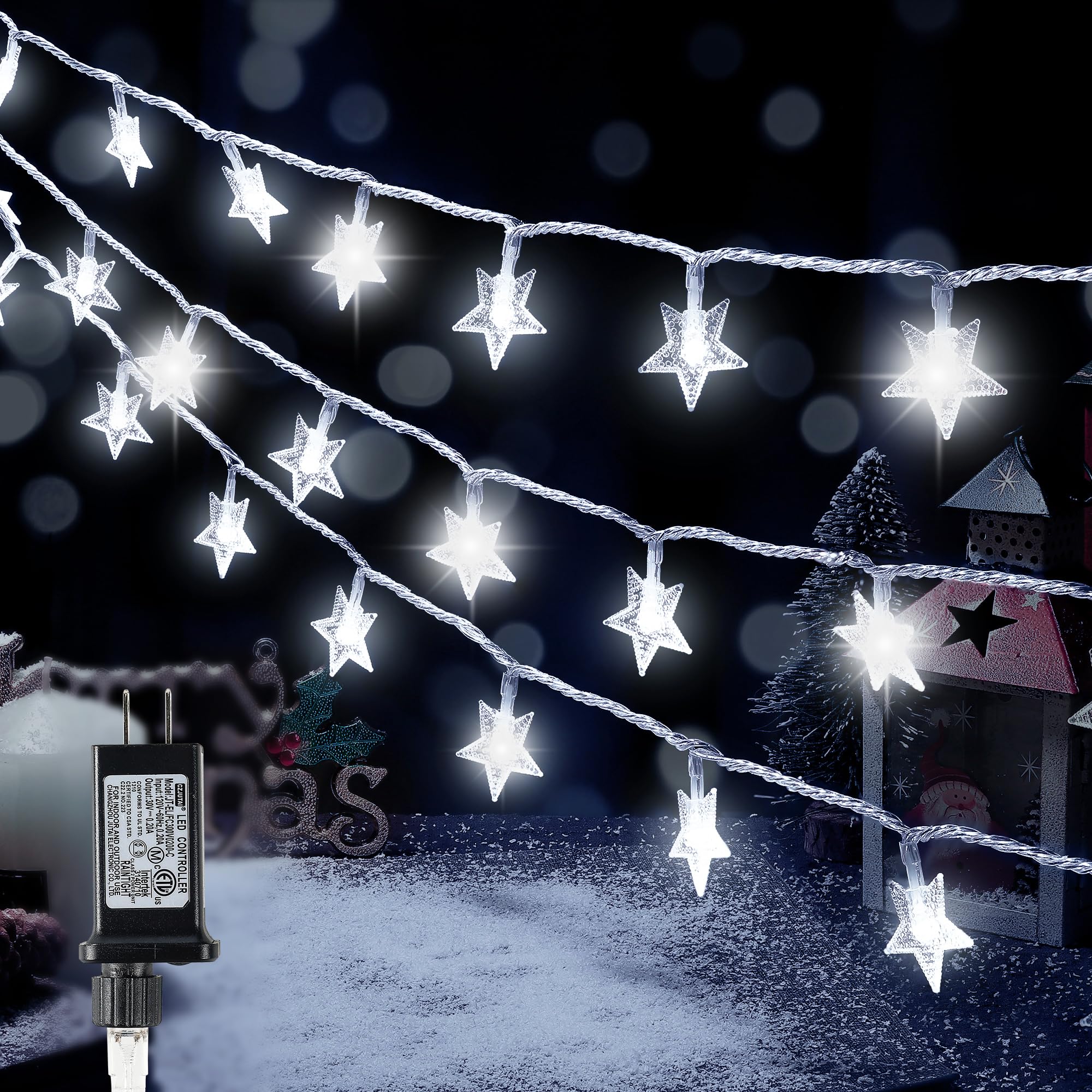 Photo 1 of ******STOCK PHOTO FOR REFERENCE ONLY***White Star String Lights,LED Plug in with Timer