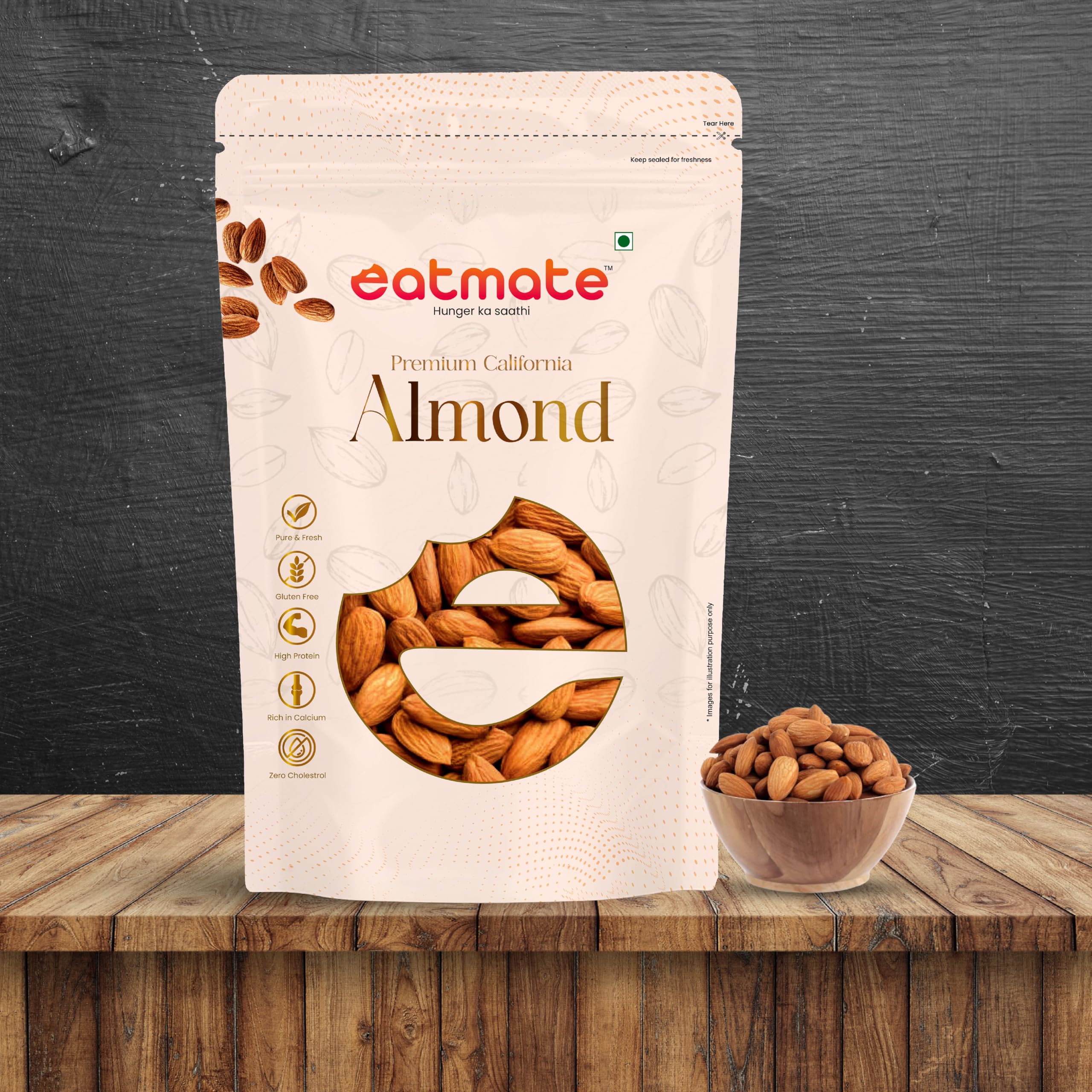 Eatmate Premium California Almonds | Non Pareil Badam Giri | High Protein & Fiber Natural Nuts | Rich in Magnesium & Phosphorus | Gluten Free Healthy Dry Fruits & Snacks (250g) 3