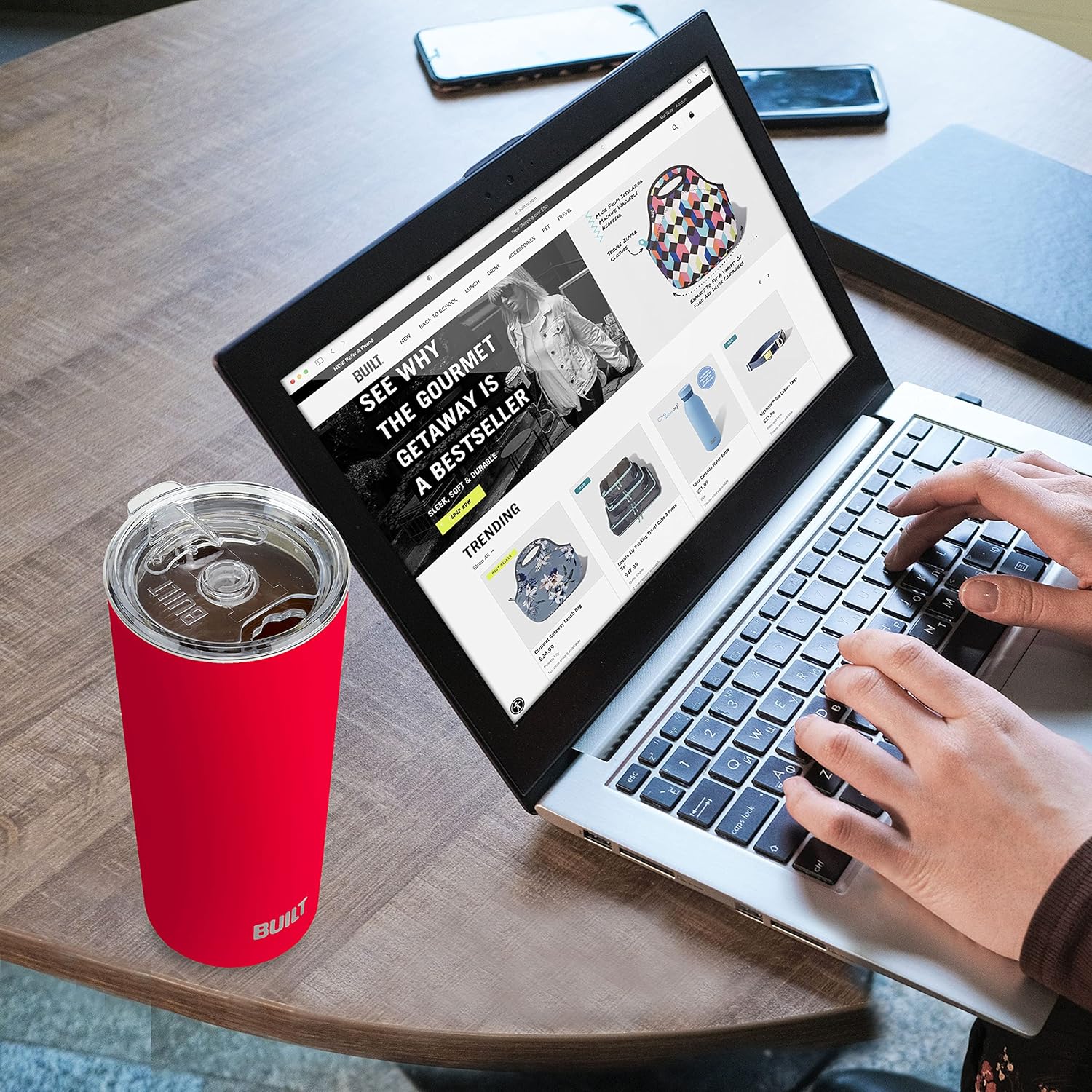 BUILT 20oz Water Tumbler - Stainless Steel Vacuum Insulated Tumbler with Lid, Double Wall Travel Tumbler - Durable, Reusable & Sustainable Steel Cup To Go Travel Coffee Mug (Red) - Image 7