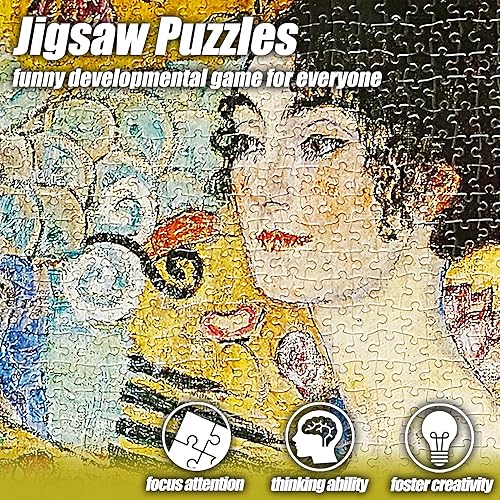 Miniatura 4 de MISITU Rompecabezas de 2000 piezas para adultos, dama con abanico por Gustav Klimt, rompecabezas desafiantes y difíciles, regalo de cumpleaños,