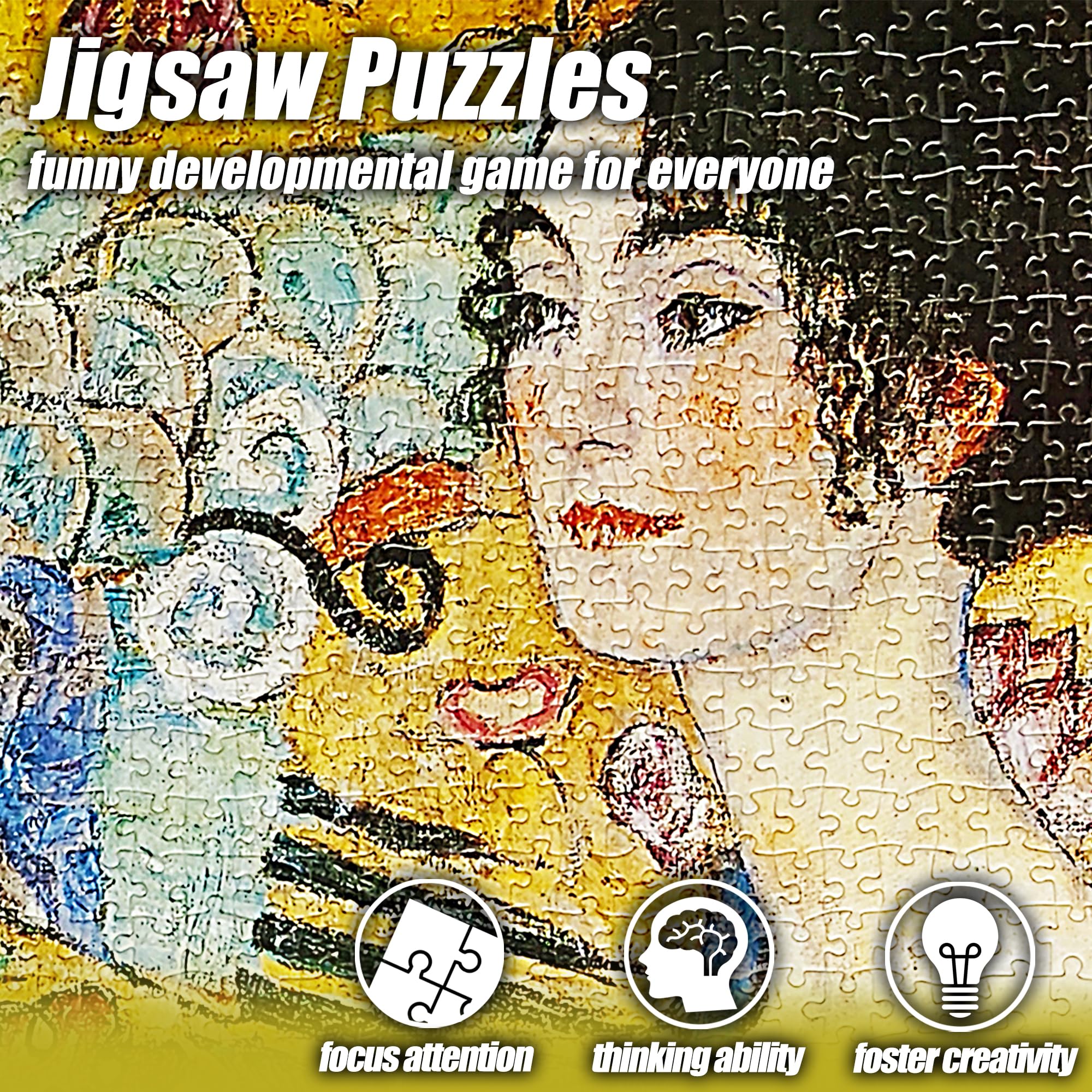 MISITU Gustav Klimt Puzzle de 2000 pièces pour adultes avec ventilateur 90 x 70 cm