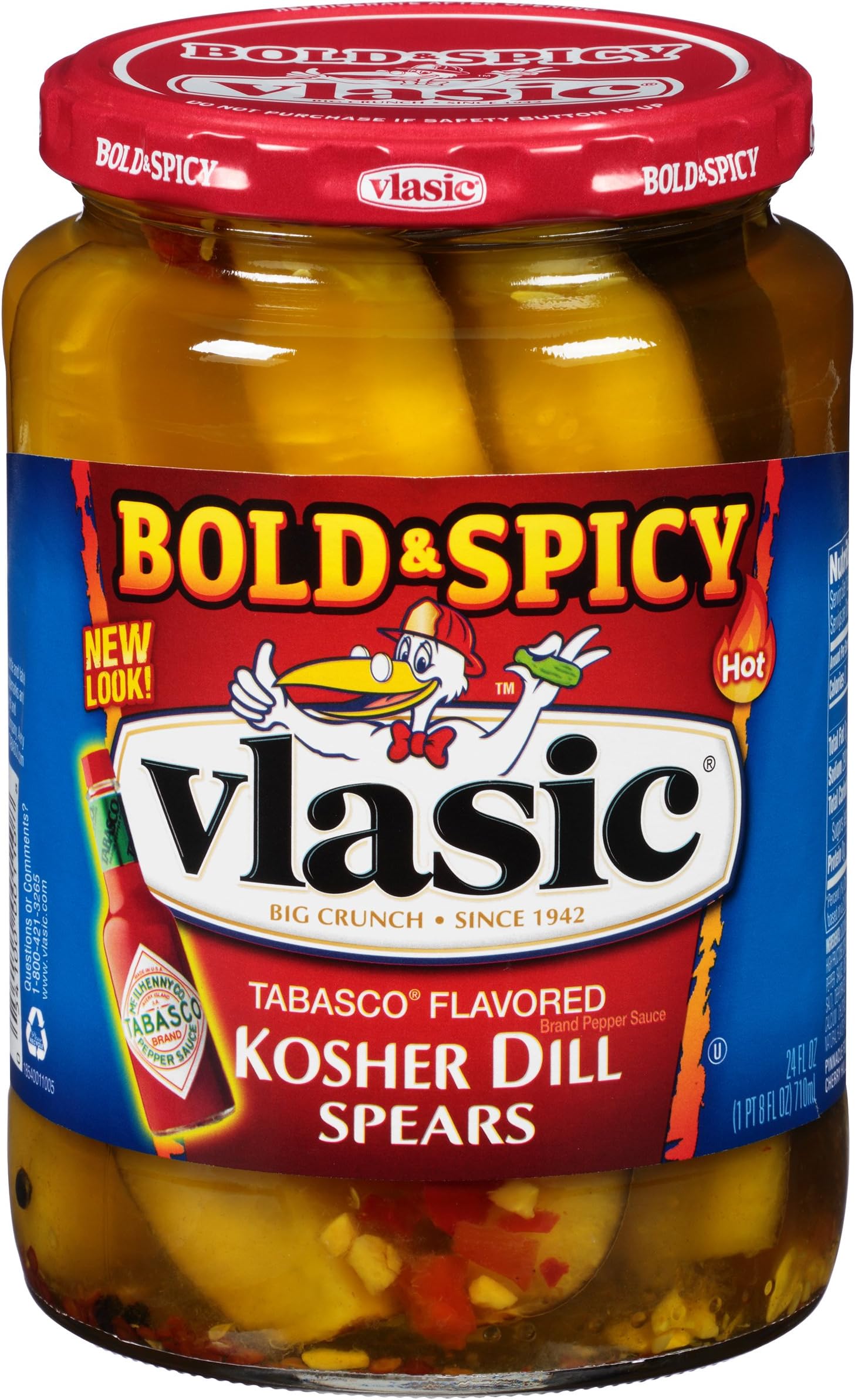 Vlasic Tabasco Flavored Kosher Dill Pickle Spears, 24 FL OZ