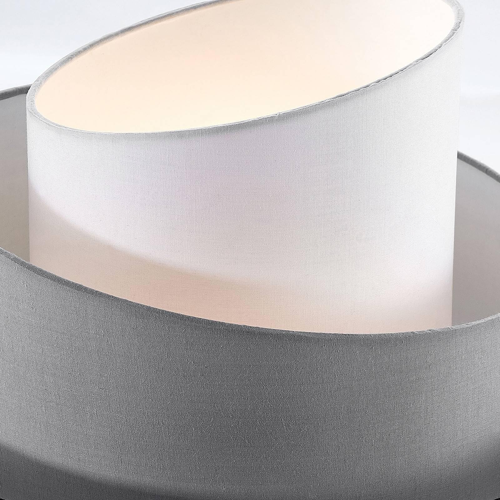 Lindby Plafoniera in Tessuto Ø 40 cm, Lampadario da Soffitto 3 Strati Nero Grigio Bianco Rotondo 3x E27 a Sospensione Camera Letto Lampada Soggiorno Cucina