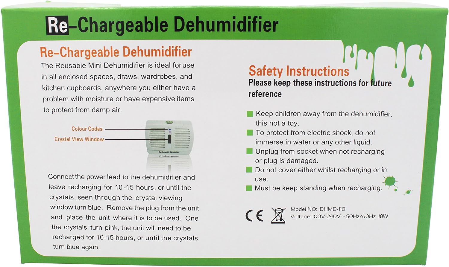 Gurin DHMD-110 Renewable Wireless Dehumidifier, Mini