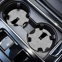 WOCOCN Car Coasters,Cup Holder Coasters for Car,2.75inch Anti Slip and Absorbent,Cute Automotive Interior Accessories for Cup Holder,Pack of 2 Wire Cat