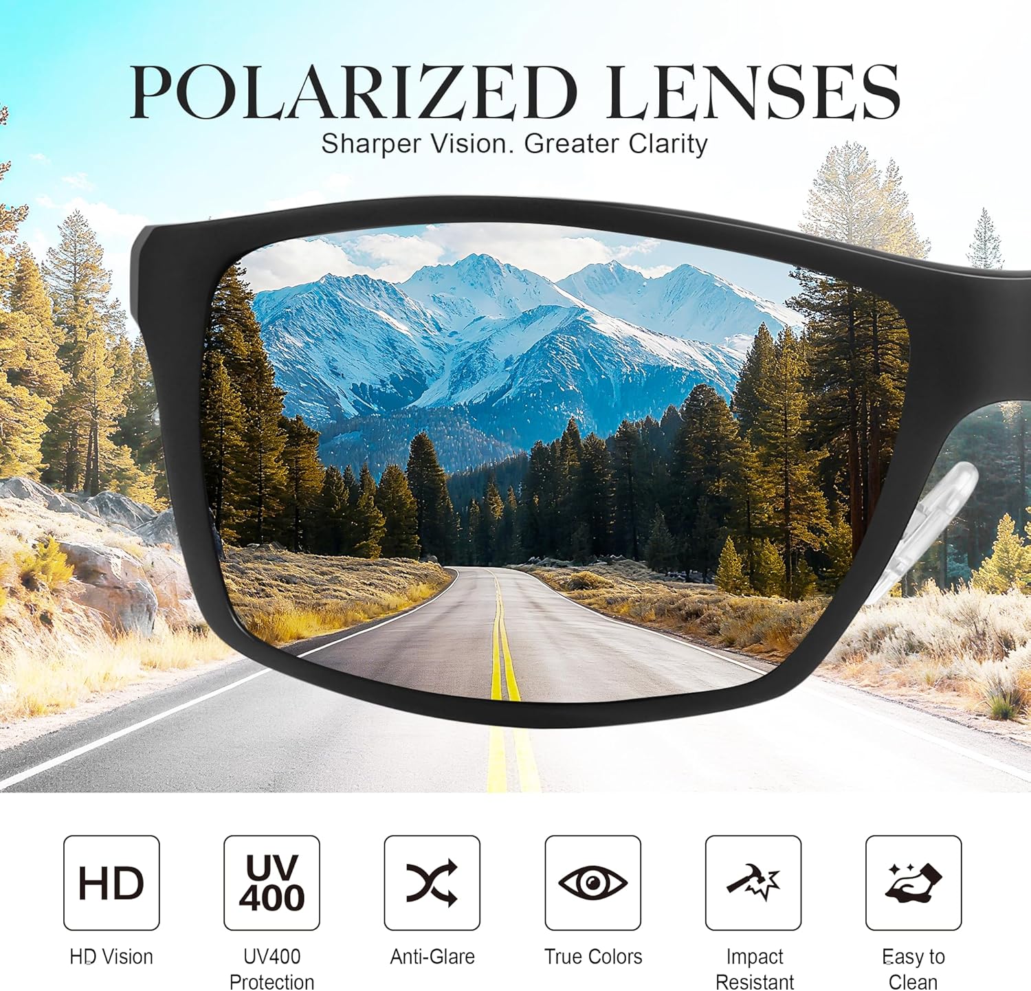 Polarized Sports Sunglasses for Men and Women - Ultra-Light Al-Mg Alloy, Glare-Busting Comfort-Fit for Riding