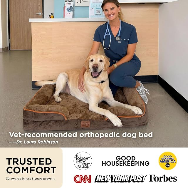 Foto 2 de 8 de Bedsure Sofá Cama Ortopédica Lavable para Perros Pequeños, 71x58cm, Gris