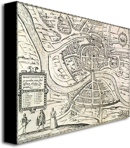 Miniatura 2 de Trademark Fine Art Mapa de Bristol 1581 por Braun Hogenberg Lienzo Artwork, 18 por 24 pulgadas