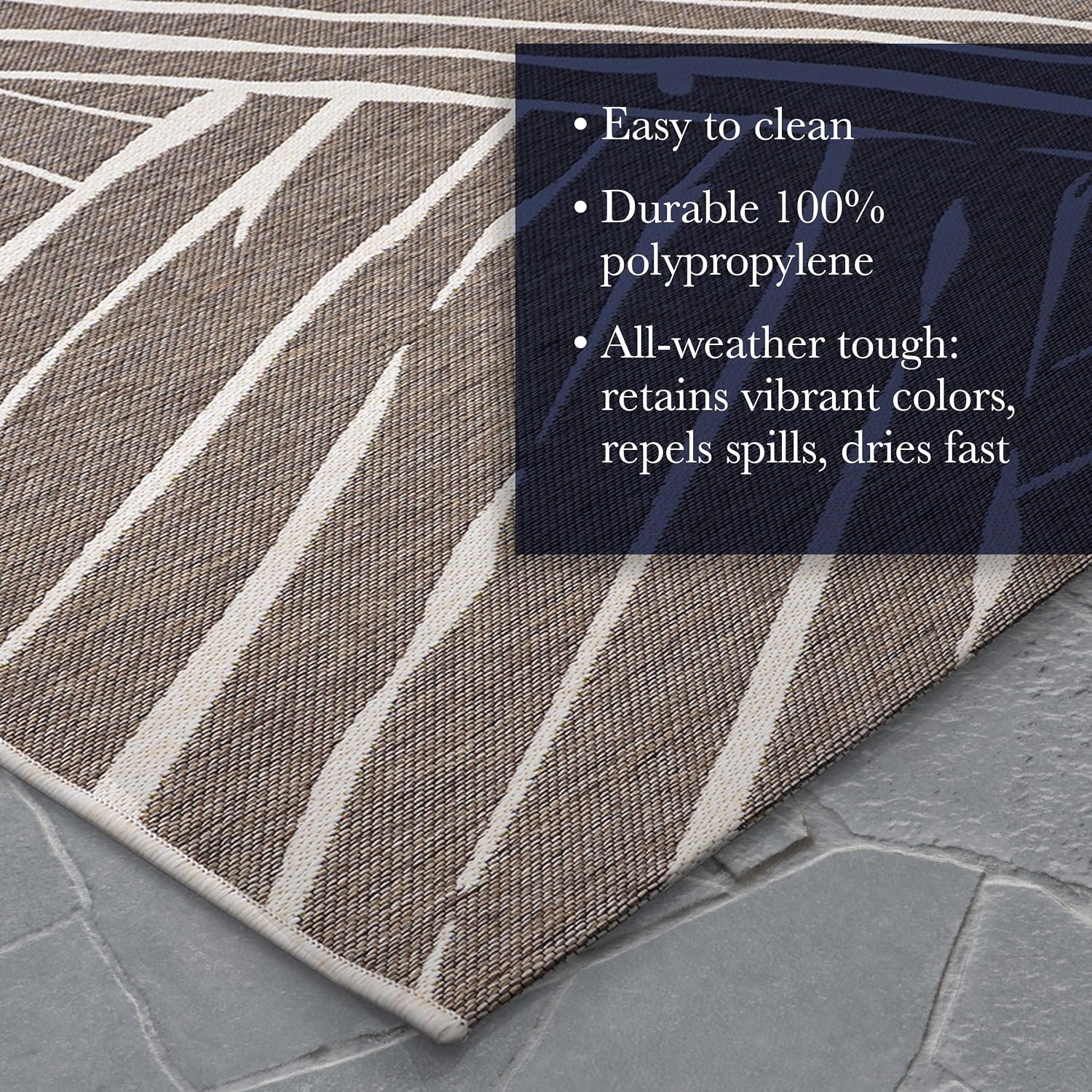 Couristan Dolce Indoor Outdoor Patio Rug - 5'3" x 7'6" Rectangle, Parquet Mocha Transitional Abstract, Pet-Friendly Low Maintenance Rug for Patio, Deck, or Living Room