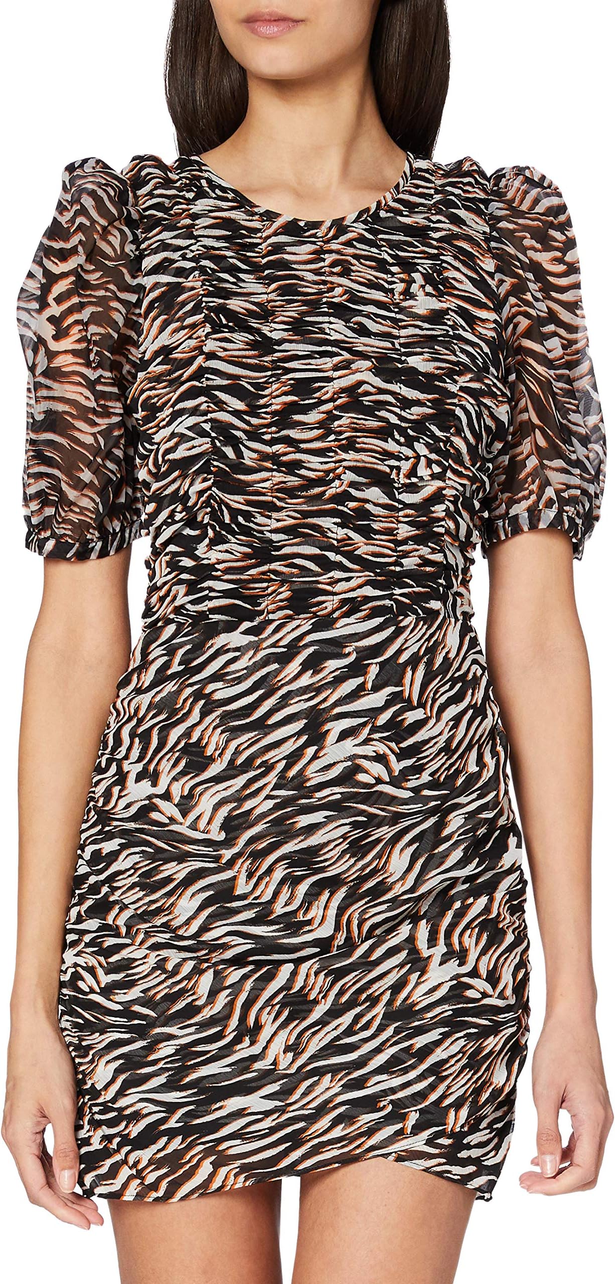 French Connection Women's Iger Crinkle Mix Smocked Dress Casual Dress